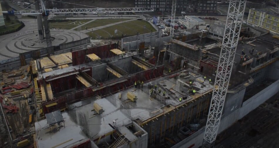 Zdjęcia lotnicze z Budowy Europejskiego Centrum Solidarności w Gdańsku